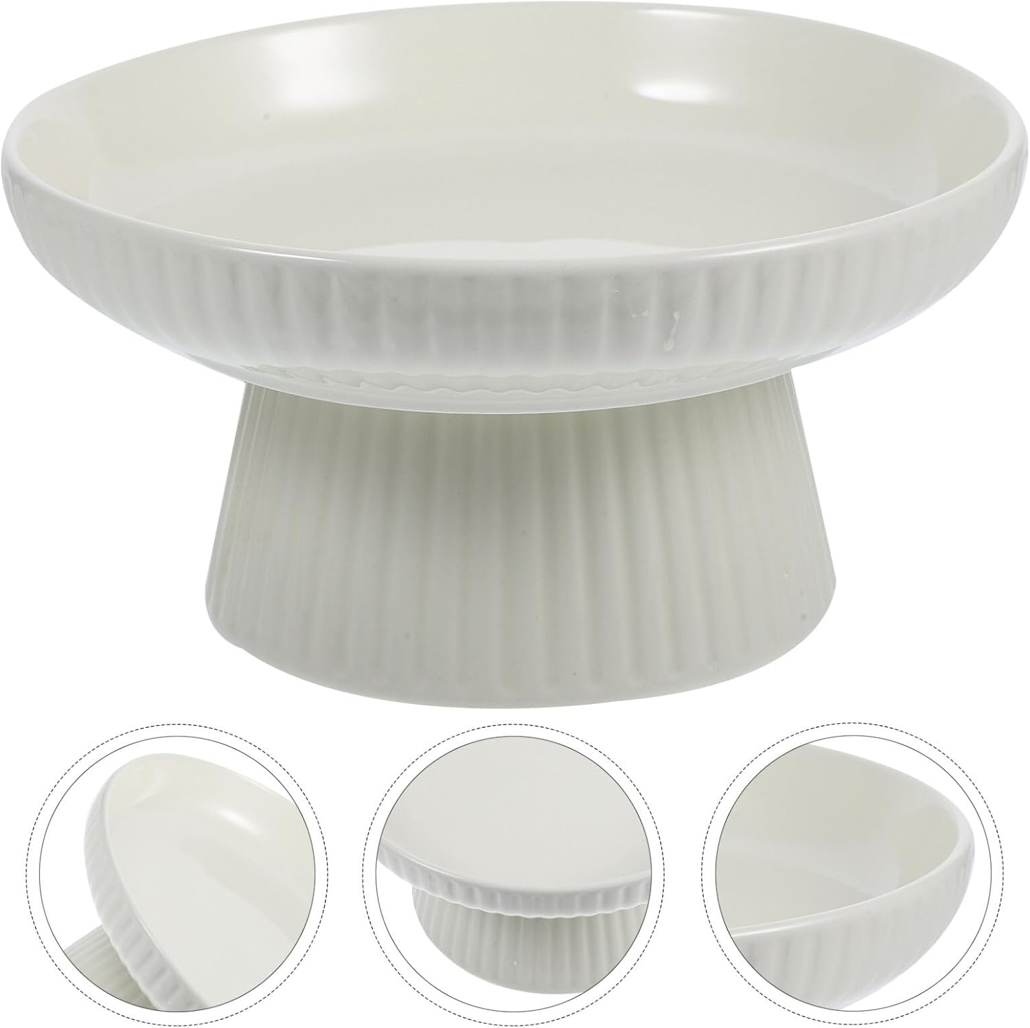 1PC White Ceramic Fruit Bowl for Kitchen Counter, Ceramic Footed Serving Bowl, Dessert Display Stand Food Snack Storage Tray for Home Kitchen image number 3