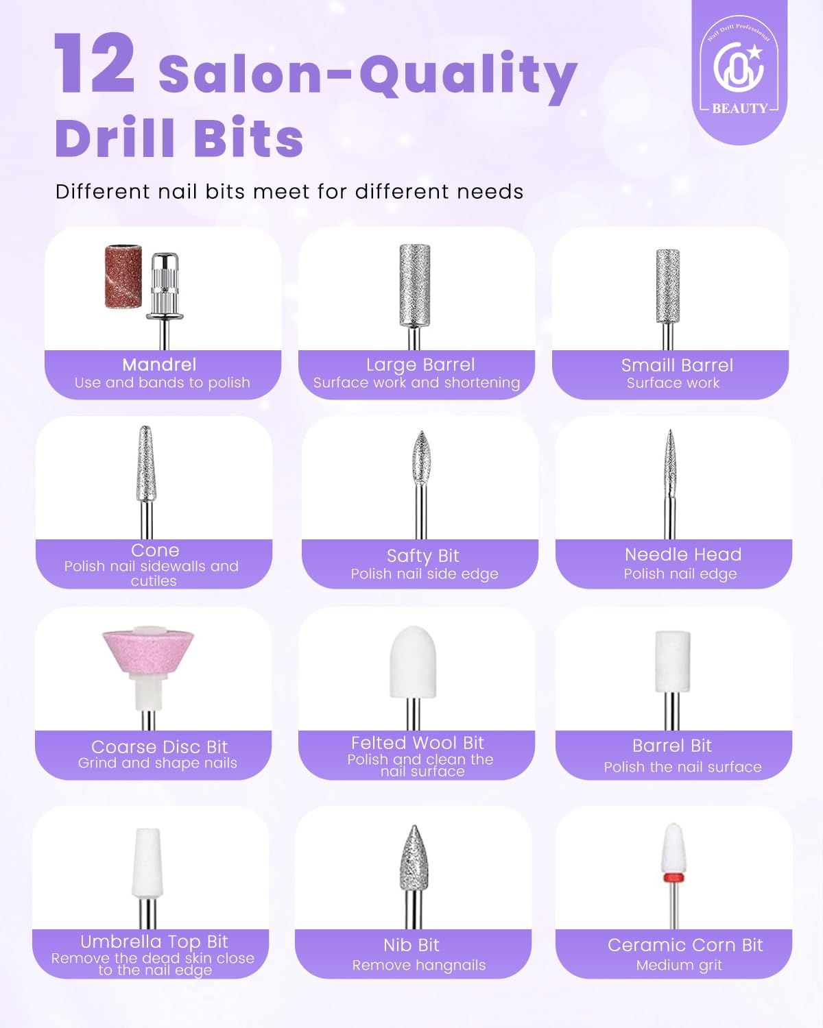 Cozyzen Cordless Electric Nail Drill, 45000 RPM Rechargeable Diamond E-File, Portable & Low Noise for Acrylic/Gel Nails, Manicure & Pedicure - Professional & Home Use - Peacock Blue image number 6