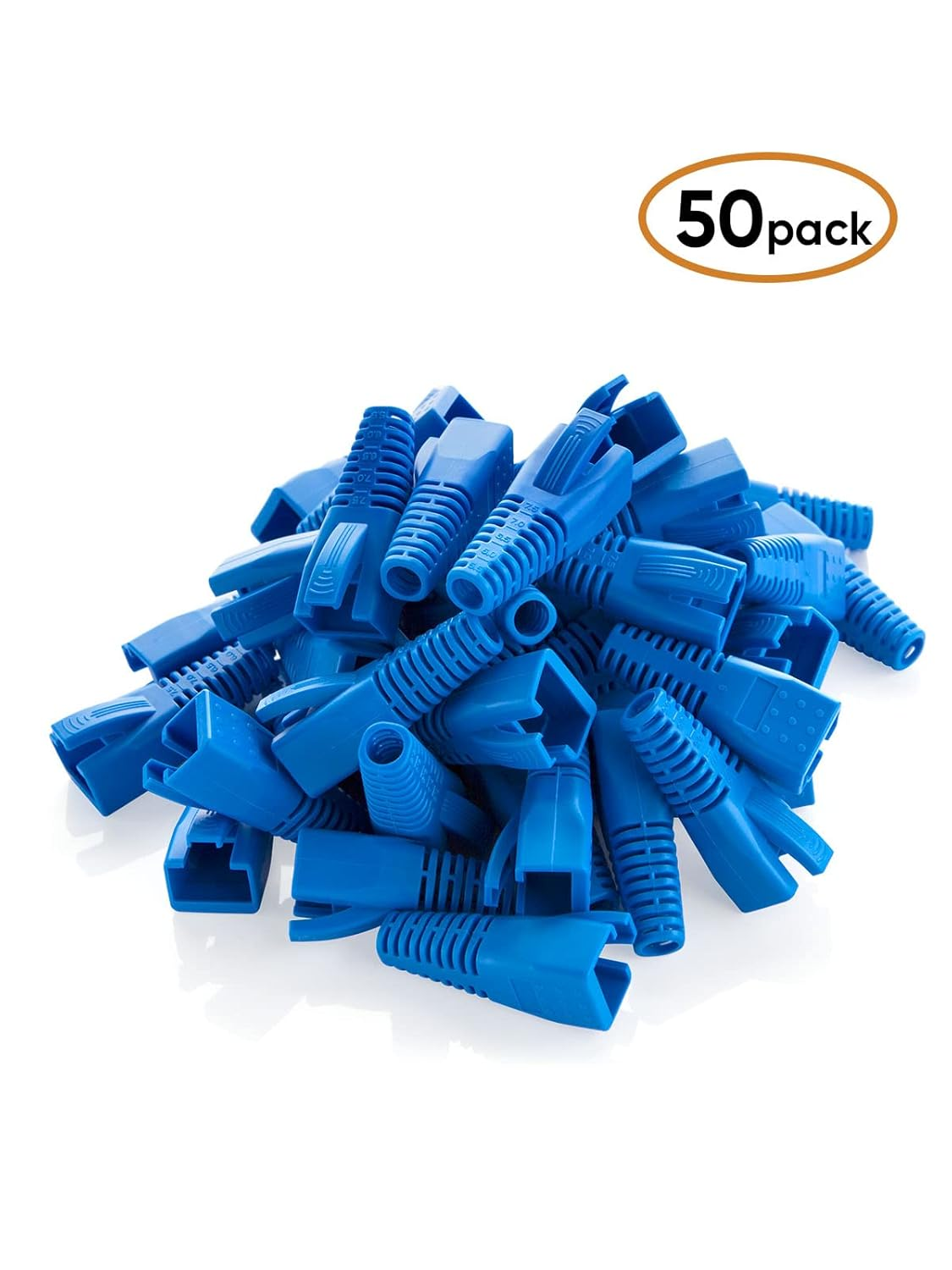 Cablecreation RJ45 Ethernet Network Cable Strain Relief Boot 50-Pack, Blue, PVC, Fits CAT5-CAT6A, RJ45 Connector image number 3