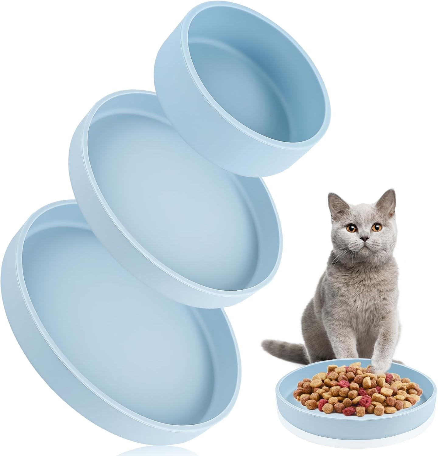 Feeding Bowl for Cats [Natural Silicone] Three Sizes (Multipurpose) | Cat Bowl | Cat Bowl for Dry Food and Wet Food | Water Bowl (Blue)