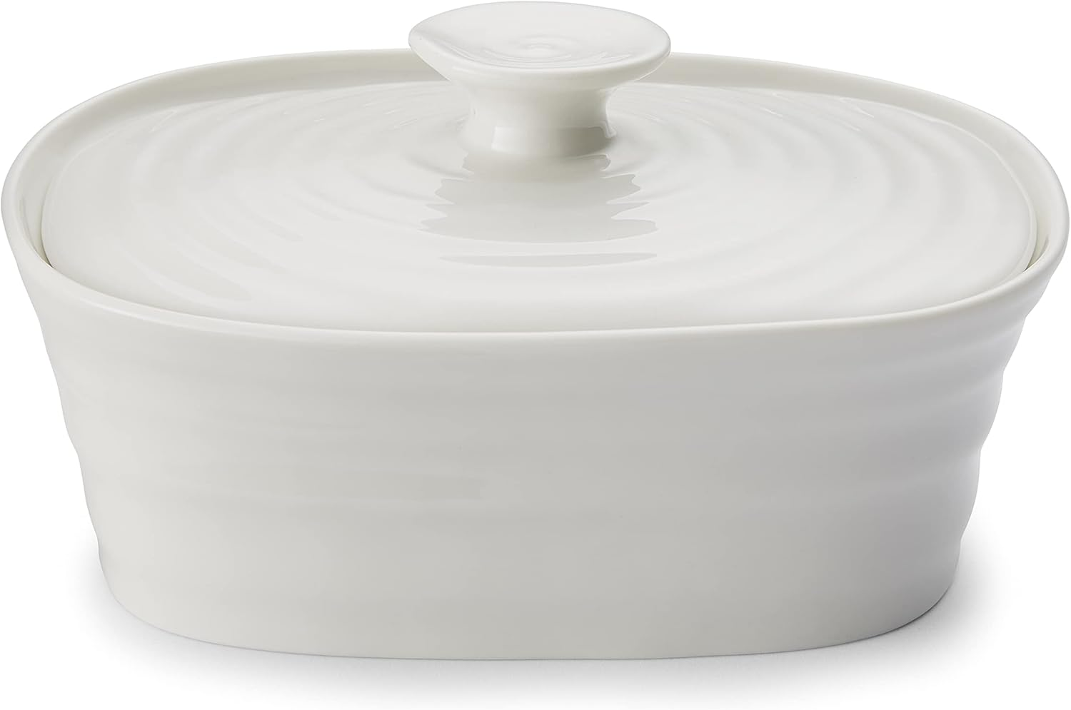 Portmeirion Sophie Conran White Covered Butter Dish | Butter Keeper with Lid for Countertop | Made from Fine Porcelain | Microwave and Dishwasher Safe image number 1