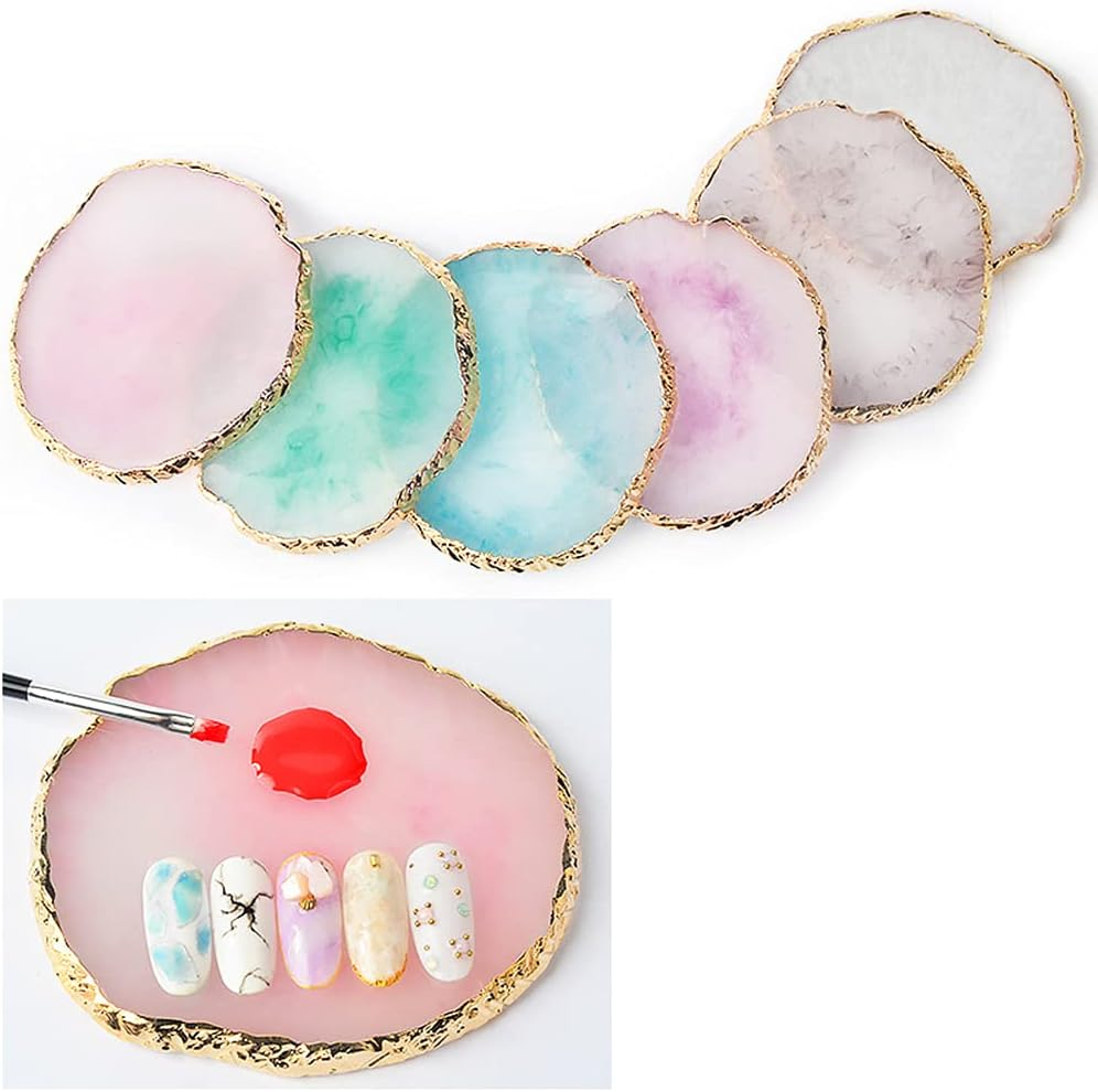 Resin Agate Piece Nail Art Palette Make up Palettes Manicure Painted Palette, Resin Gel Polish Palettes Nail Art Polish Mixing Palette for Nail DIY Design Nail Art Polish Mixing Blending Tools image number 2