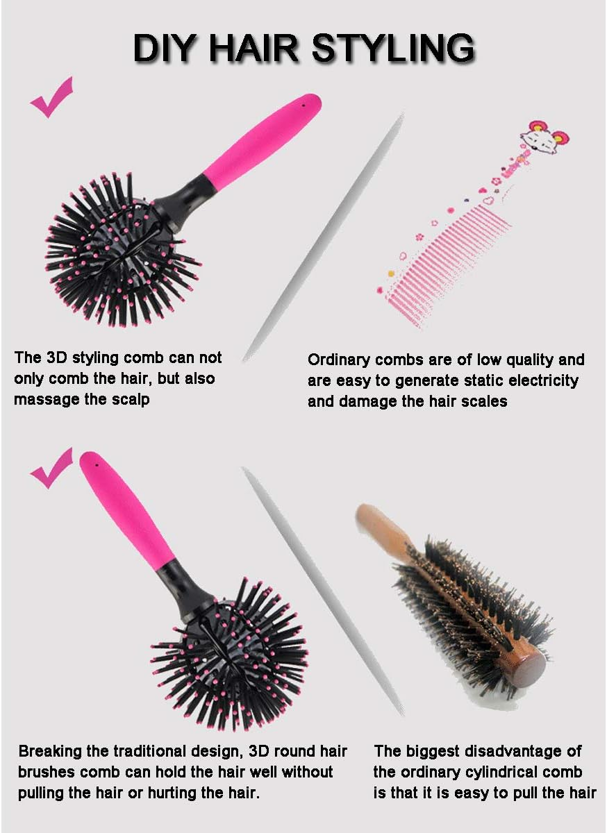 Aaiffey 3D round Hair Brushes for Women - Blow Drying, Detangling 360-Degree Styling Brush for Thick Curly Hair image number 4