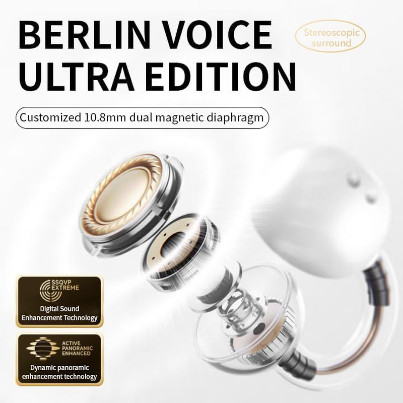 GALAAL Wireless Earbuds Bluetooth Headphones,Lightweight Earbuds with Ear Hooks,Bluetooth5.4 Wireless Earphones,30H Playtime, IPX4 Waterproof Running Headphones for Gym Gold image number 6