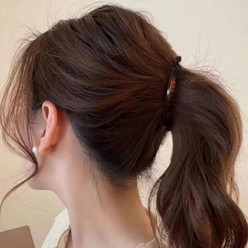 Pearl Banana Hair Clips for Girls French Comb Clip Black Banana Claw Clip Fish Hair Clips for Girl Non Slip Ponytail Holders Banana Clip for Thin Thick Hair Accessories Banana Barrettes 2Pcs image number 2