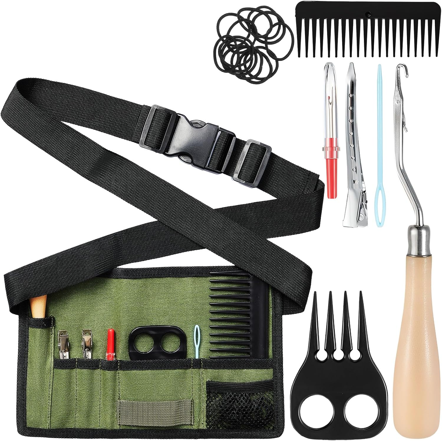 Cosblank 9 Pcs Horse Braiding Kit Complete Mane Horse Grooming Set Essential Supplies for Dressing up Your Horse for Western Party Events and Celebrations(Hunter Green)