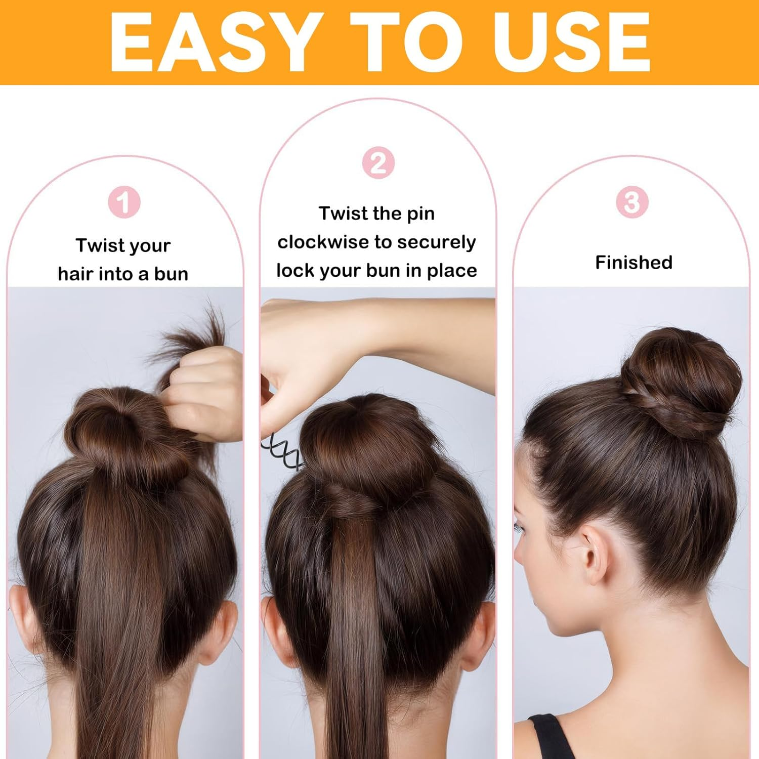30 Pieces Spiral Hair Pins in 3 Colors - French Twist Bun Hair Clips for DIY Hair Styling, Suitable for Fine, Thick and Long Hair, Perfect for Girls and Women image number 4
