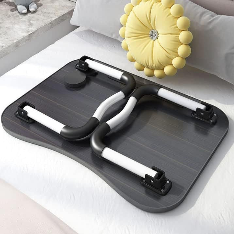 ANZSTOCK Foldable Laptop Bed Table with Cup & Device Slot &ndash; Portable Lap Desk for Bed, Sofa, Floor | Standing Tray Table for Work, Study, Eating, Reading | MDF Top & Aluminum Legs | 60X40X28Cm image number 3