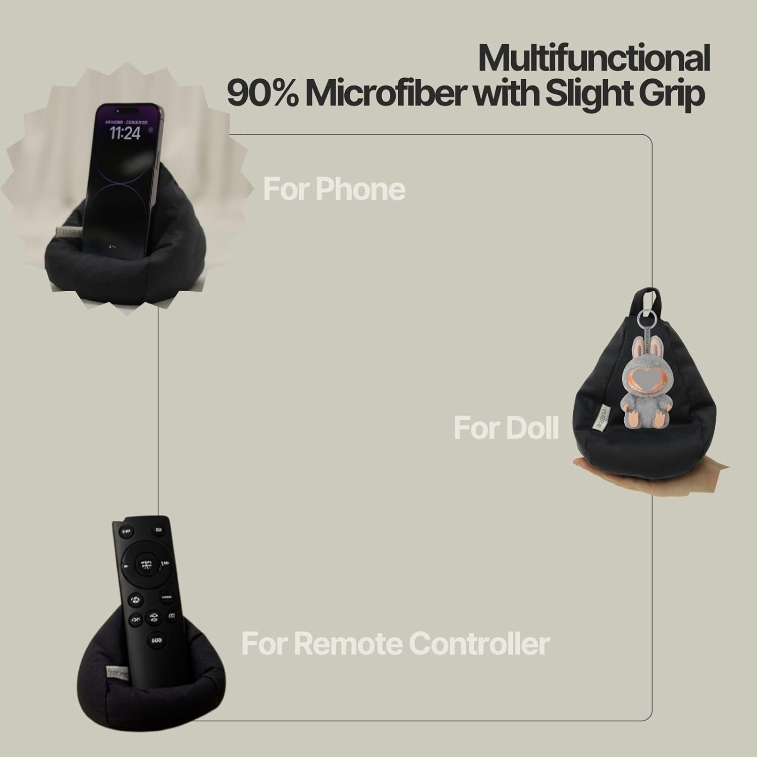 2Pcs Cover of Miniature Bean Bag Couch for Doll (No Filler) Ultra Soft Microfiber Microsuede anti Slip Mini Bean Bag Chair Cell Phone Holder Black Grey - (Cover Only)2Pcs--Dark Green image number 4