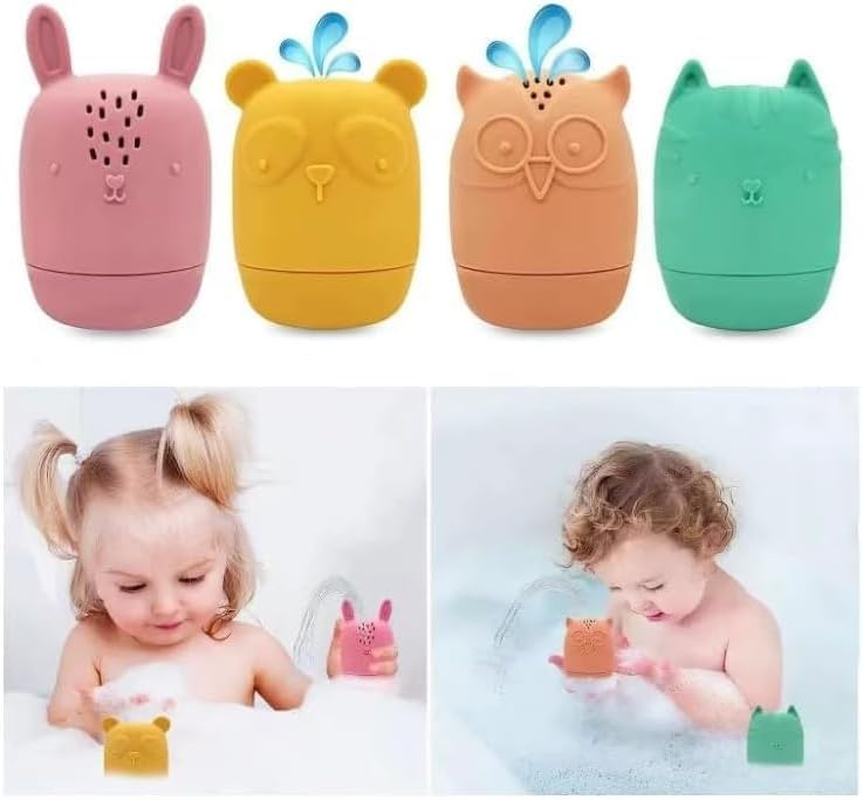 Chuangdi 4Packs Mold Free Baby Bath Toys ,Silicone Bath Toys for Toddlers 1-3 ,Non-Toxic Dishwasher Safe Bathtub Toys for Infants image number 1