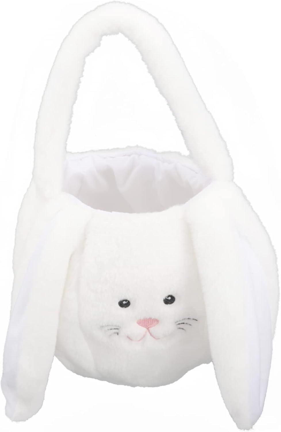 Festive Easter Bunny Basket Creative Candy Container for Easter Supplies Plush Material for Home Decoration White