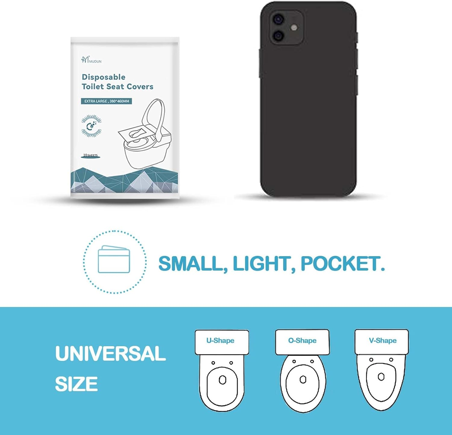 100 Pcs Disposable Toilet Seat Covers, Portable Flushable Paper Toilet Seat Cover for Travel,Public Restrooms,Airplane,Camping,Road Trips（460&times;380Mm） image number 5