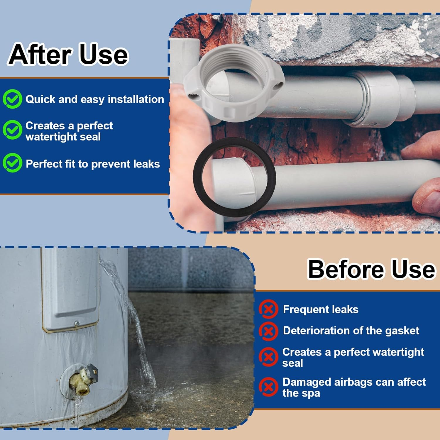 Lyreh Coupling Pump Inflation Adapter for Coleman, Premium ABS Plastic Screw Rubber Seal O Ring P61514 Ideal Accessories Compatible with Coleman Lay-Z-Spa Perfect Replacement for Saluspa image number 3