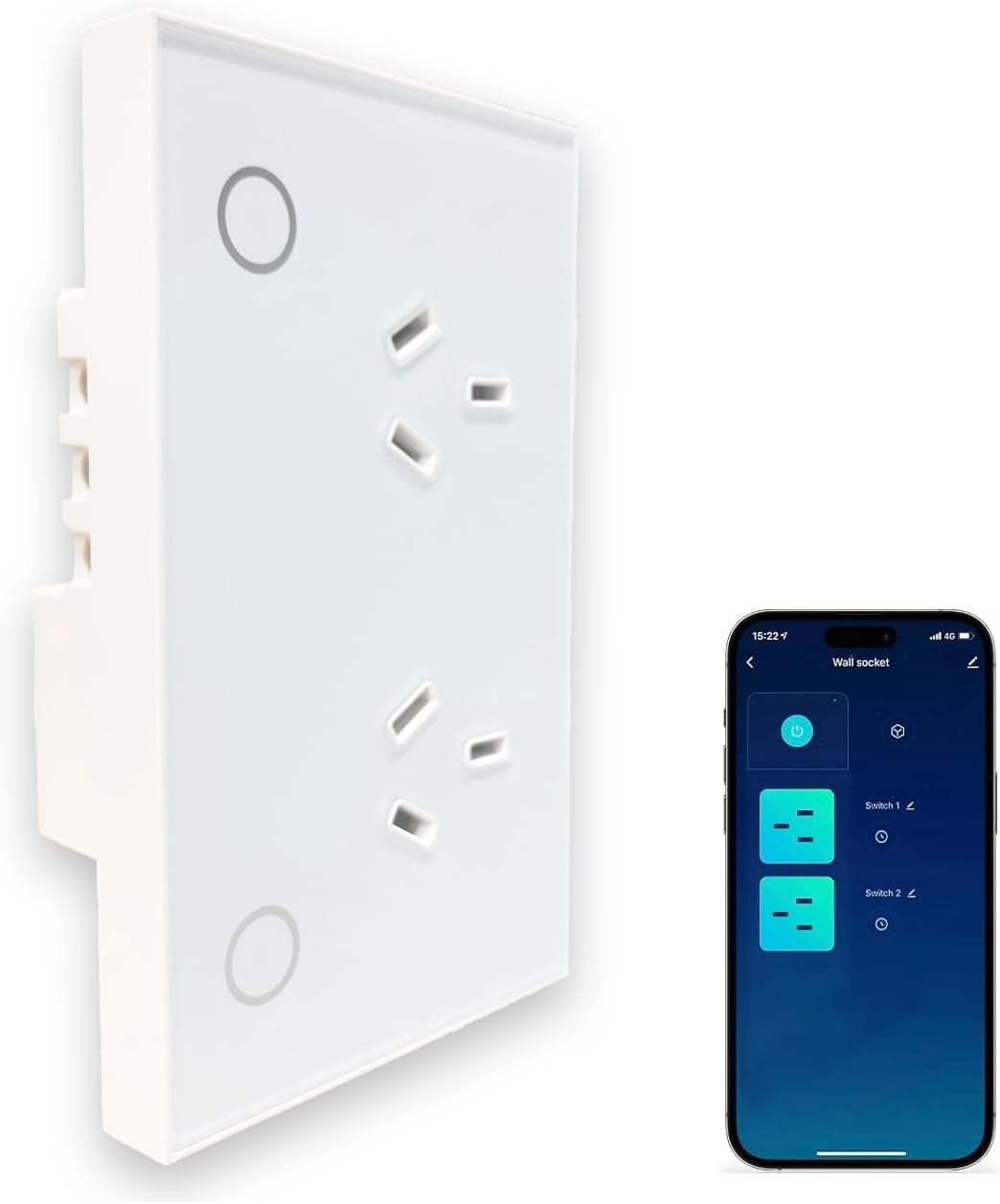Jinvoo Smart Wall Outlet Socket,Wall Charger Outlet Socket, 16A Plug Charger Smart Power Point GPO Voice Control Compatible with Alexa & Googglee, Timer Schedule,Saa Certified Overload Protection