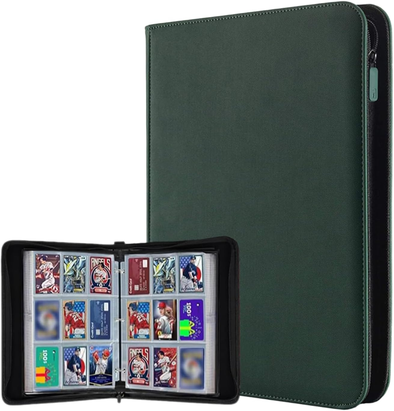 Trading Card Binder with 50 Detachable Sleeves for 900 Cards, 9 Pocket Card Holders for Baseball Cards, Yugioh, MTG, TCG, Sports Cards, Game Cards, Photocards, Trading Cards(Green)