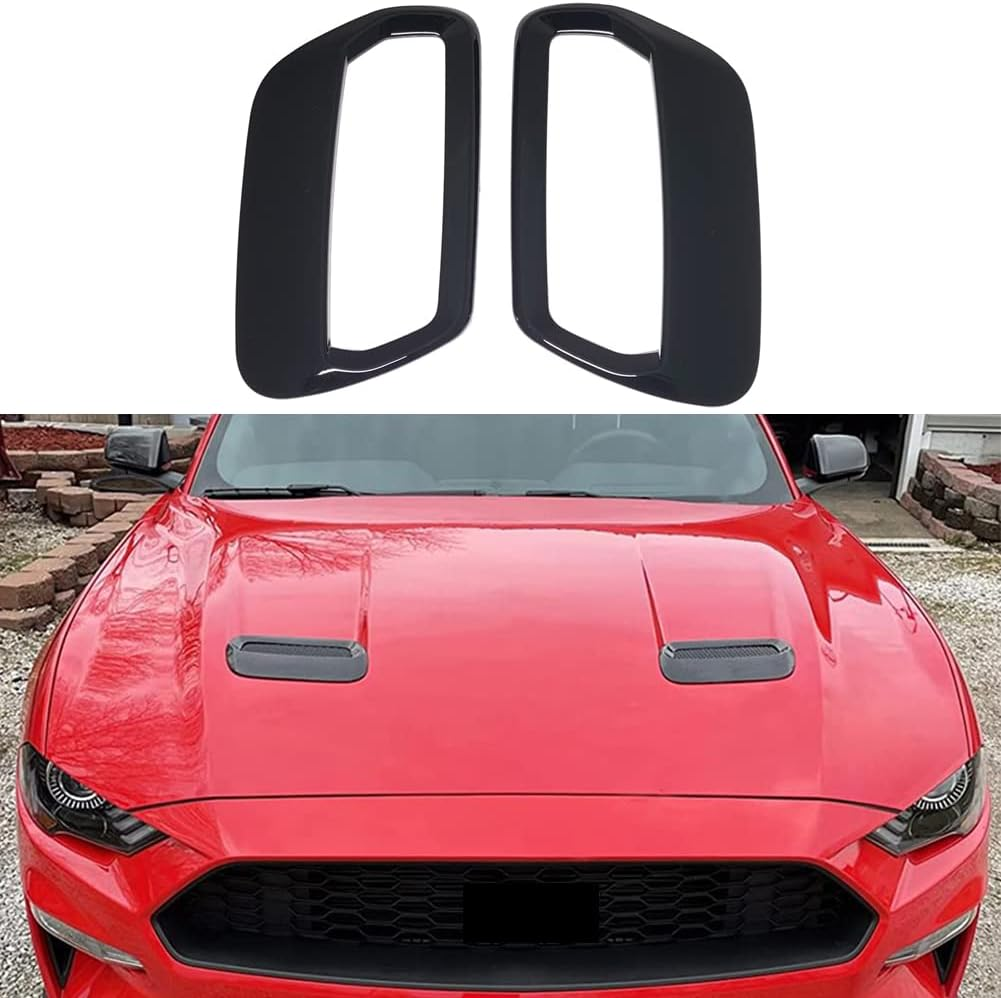 Kolya Glossy Black Exterior Hood Vent Air Outlet Cover Trim for Ford Mustang Accessories 2018 2019 2020 2021 2022 (Not for Shelby Model) image number 4