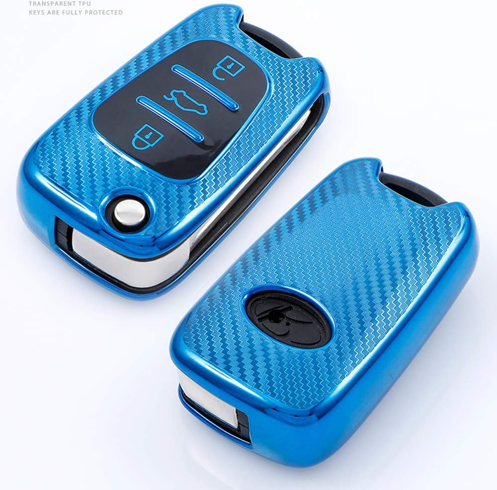 Ontto TPU Silicone Car Key Fob Cover Keyring for Kia Ceed Sportage Sorento Rio Hyundai I10 I20 I30 IX35 Veloster Accessories Flip Folding Key Case Remote Key Shell Key Holder Protector Red image number 6