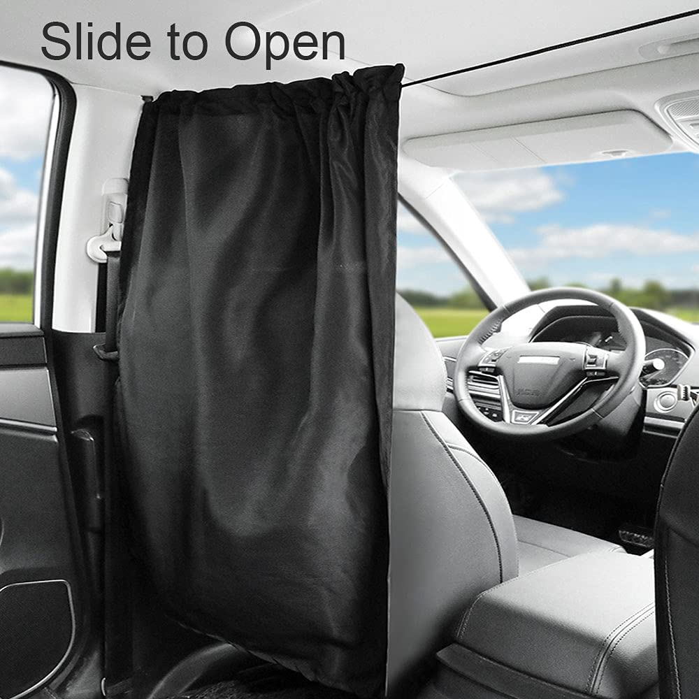 Ovege Car Divider Curtains Sun Shade-Privacy Travel Nap Night Car Camping Detachable Simple Curtain(Black, Back Seat-1Pcs) image number 2