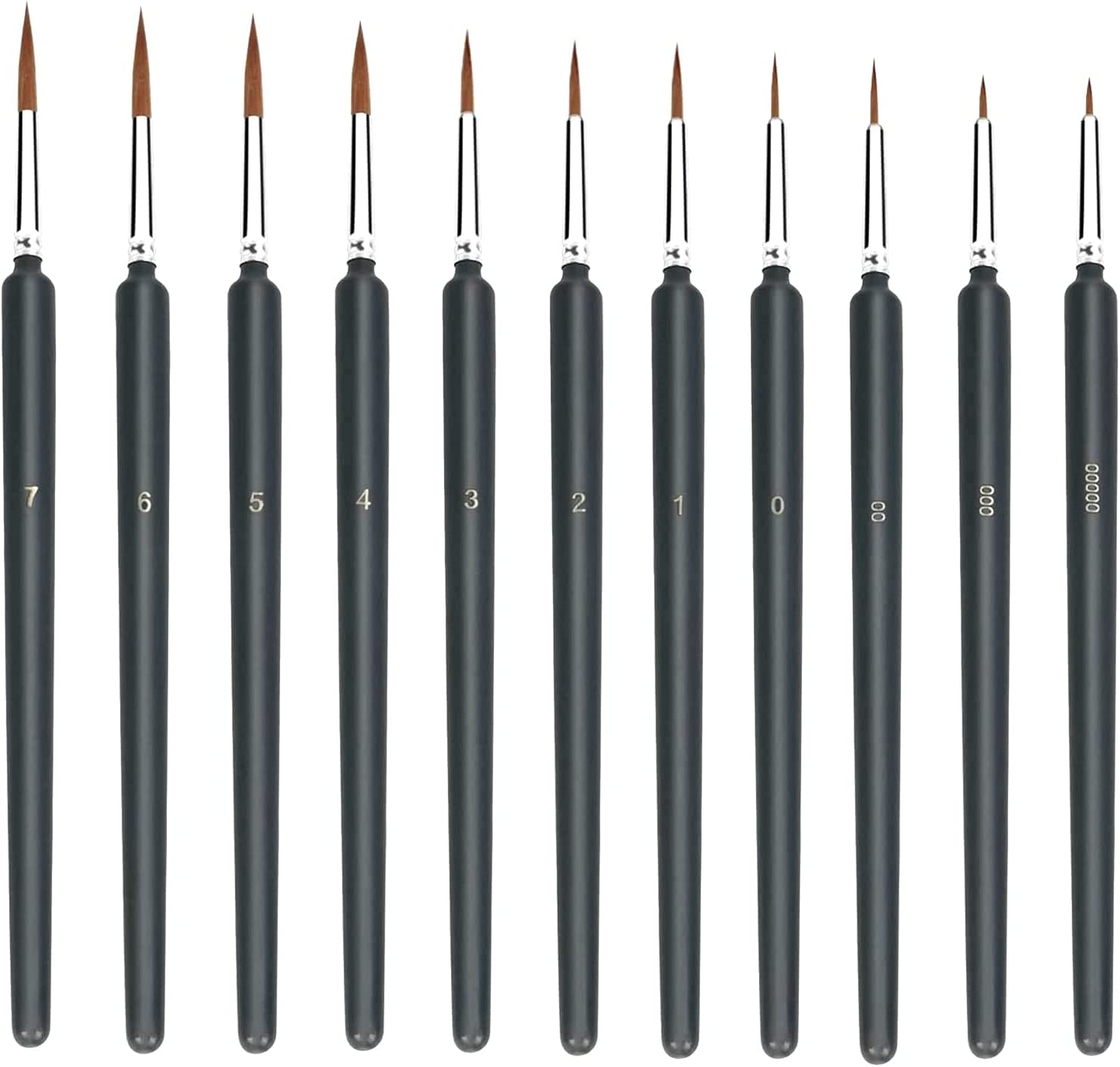 LORJE Miniature Paint Brushes, 11 Pcs Detail Brush Set for Acrylic, Oil, Watercolor, Art, Face Painting, Detailing, Model Craft (Black) image number 2