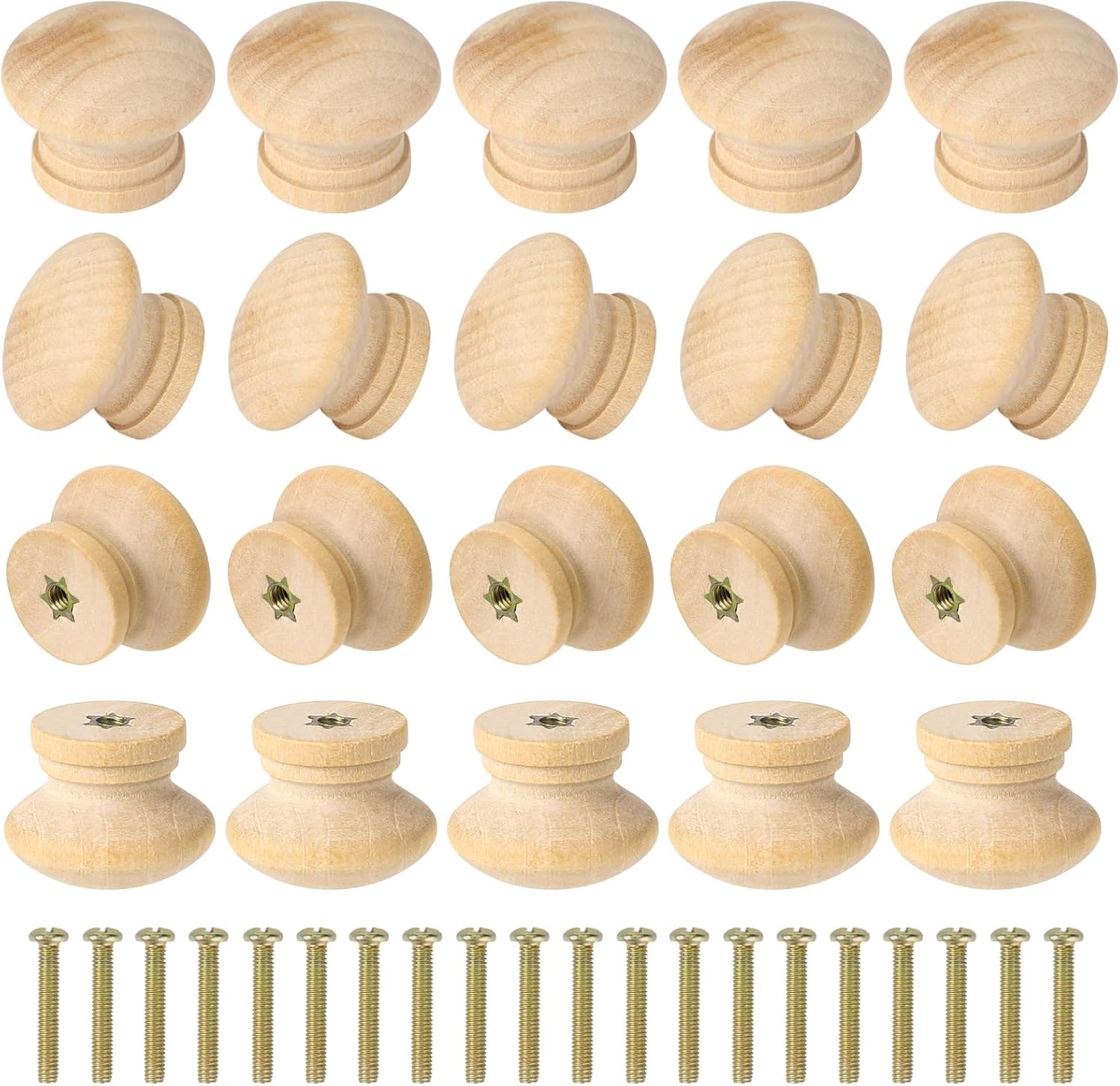 Mozeat Lens 20 Pcs 1.1 Inch round Wood Cabinet Knobs Unfinished Drawer Knobs Wooden Pulls Mini Wooden Drawer Handle Knobs Furniture Drawer Knobs Pulls Handles for Dresser