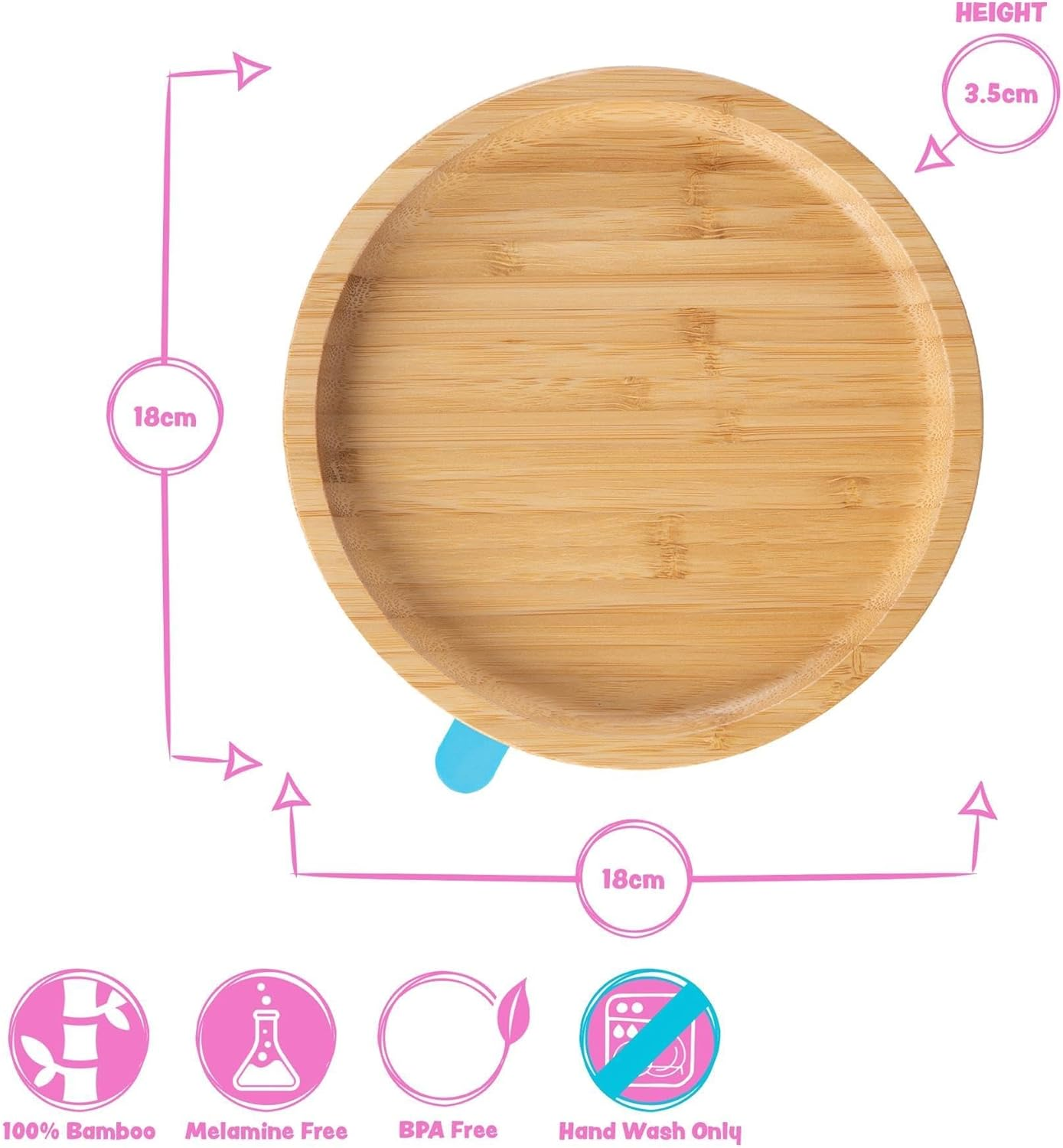 Tiny Dining Children'S Bamboo Suction round Plate - Natural Fibre Baby Toddler Stay Put Segmented Feeding Dish - Green image number 4