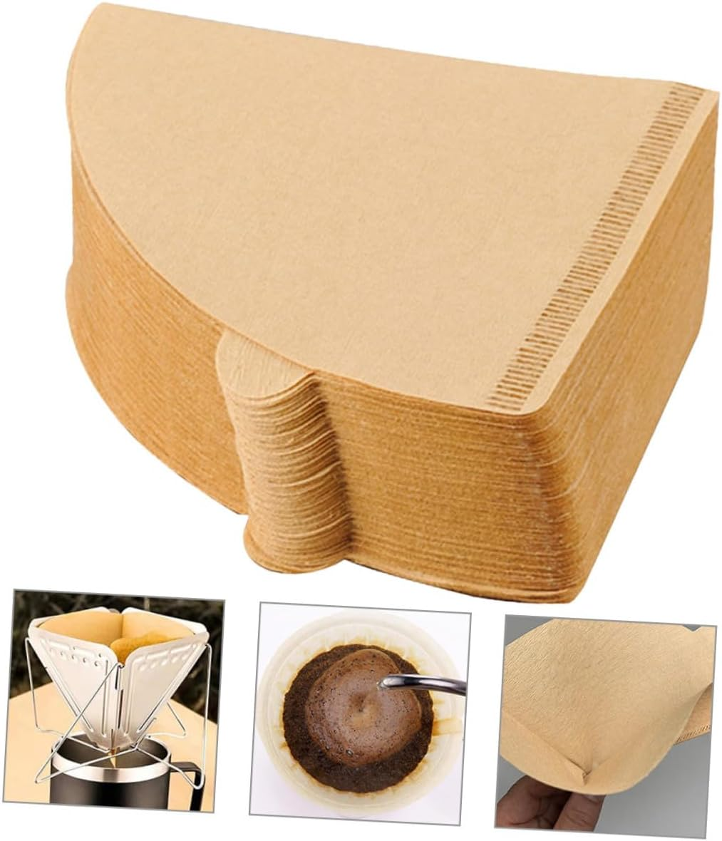 KICHOUSE 100Pcs Disposable Cone Coffee Filter Paper for Espresso and Drip Coffee Makers Shaped Single Use Filtering Paper and Convenient Cleanup