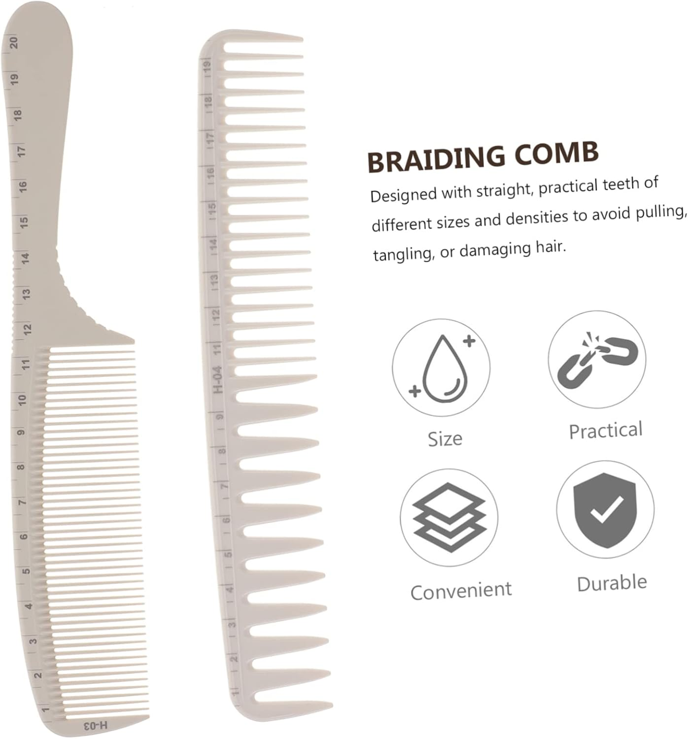 MERRYHAPY 4Pcs Professional Hair Combs for Men Precision Ruler Combs for Braiding Heat for Thick Hair image number 6