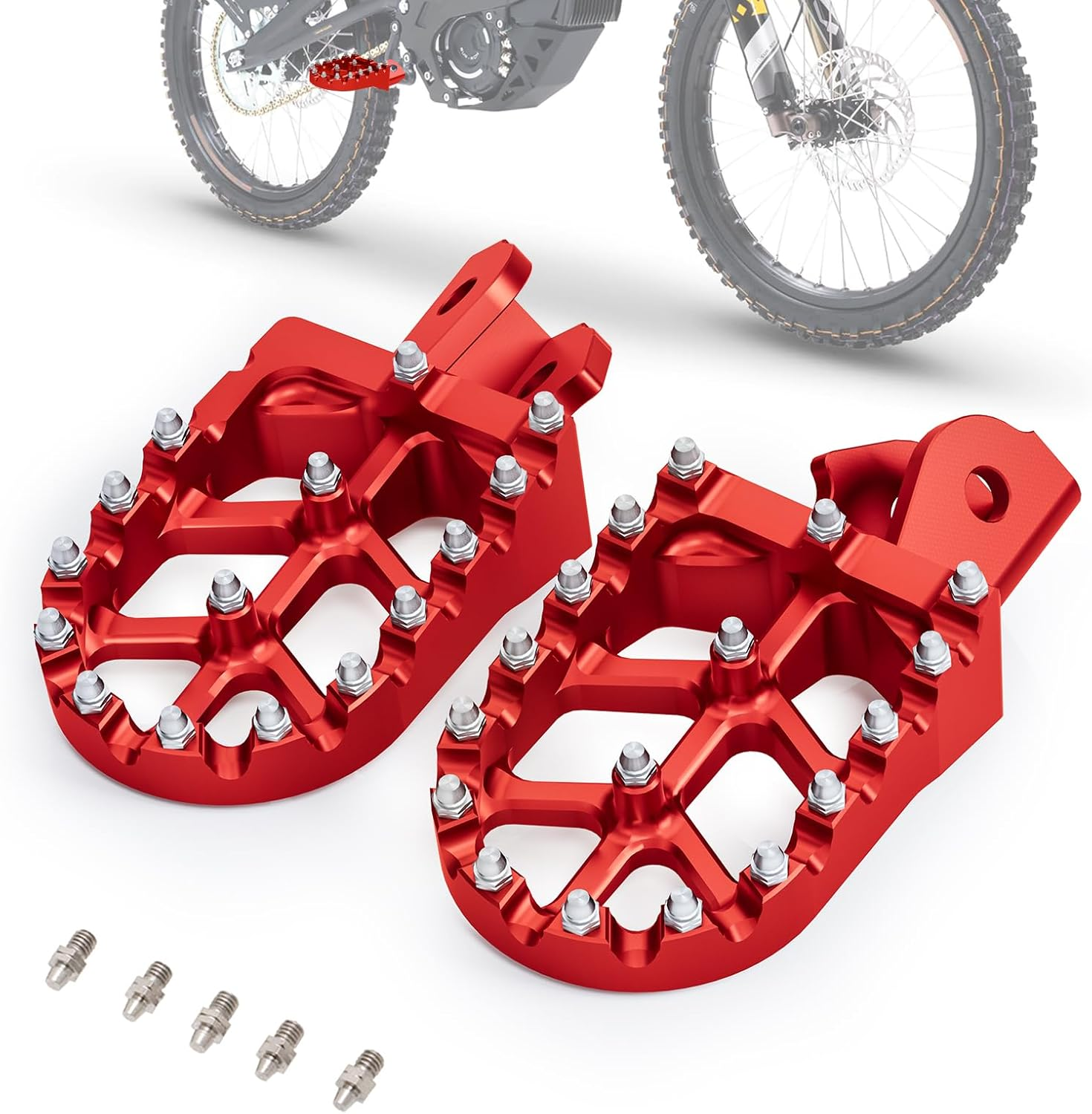 IUVWISN Electric Dirt Bike Wider Foot Pegs Footpegs CNC for Surron Sur Ron LBX Eride Pro SS 2.0 3.0 E-Ride Pro SR/S 79Bike Falcon GT Ventus One Talaria Sting MX3/R MX4 Red image number 6