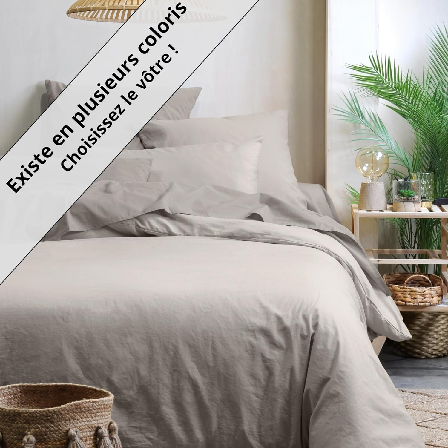 STOF - Pillowcase - Size 50 X 70 Cm - 100% Organic Cotton - Quality - Oeko-Tex Certified - Eucalyptus Colour - Horizon Model - Bed Linen for Home - Soft and Comfortable image number 1