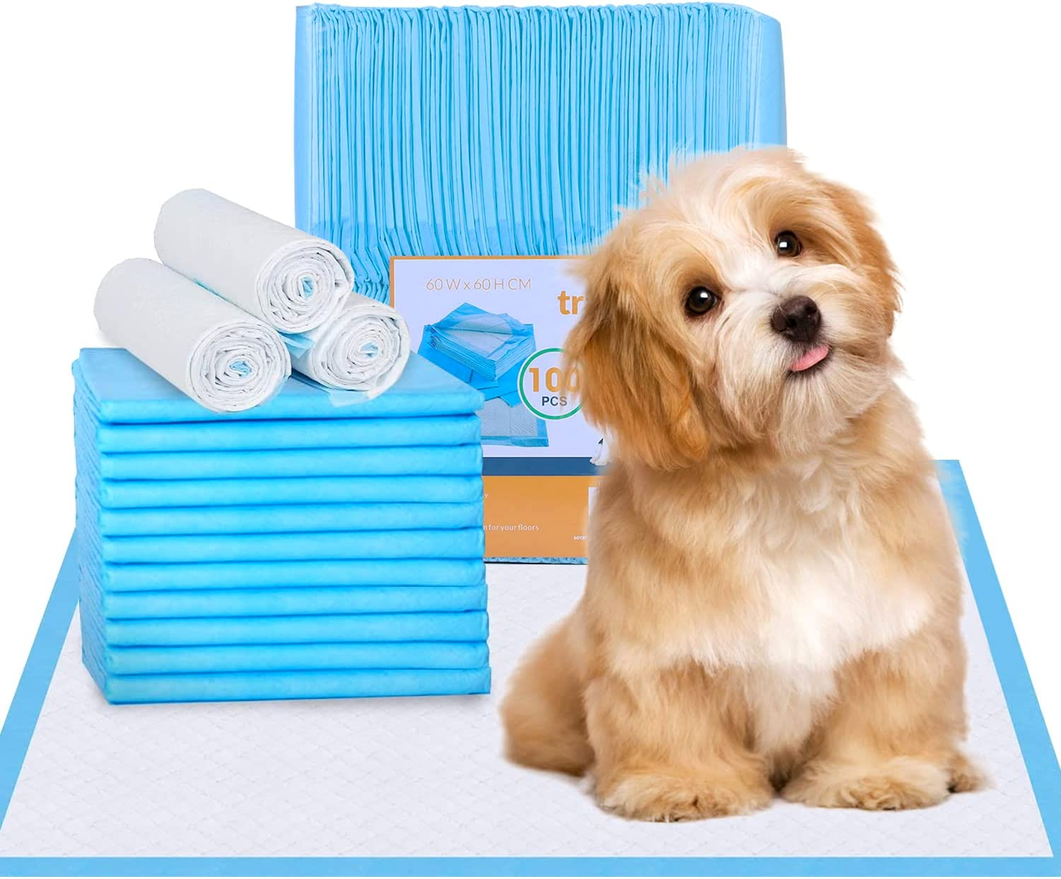 Clevinger Disposable Training Pads 60X60Cm, 100PCS Pet Training Puppy Dog Pee Pads Super Absorbent & Leak-Proof, Disposable Pet Piddle Pad and Potty Pads for Dogs,Puppies,Doggie(1 Pack-100Pcs) image number 6