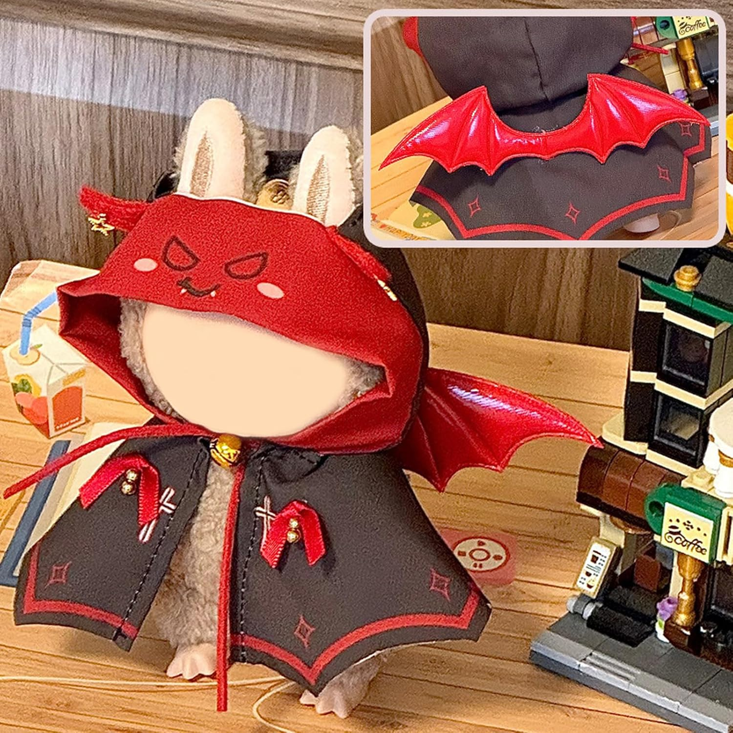 Clothes for Labubu, 17Cm Doll Clothes Set Suitable for Labubu Dolls Accessories - Cloak + Wings (NO Doll),Little Devil image number 3