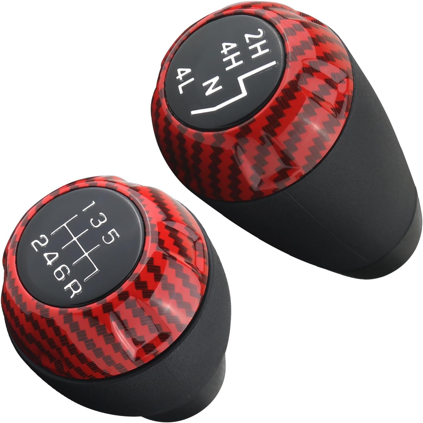 Apperfit Shift Shifter Knob Set (Red Carbon Fiber) for Manual Transmission & 4X4 Transfer Case Compatible with Jeep Wrangler JK 2007 2008 2009 2010 Replaces: 52060485AG