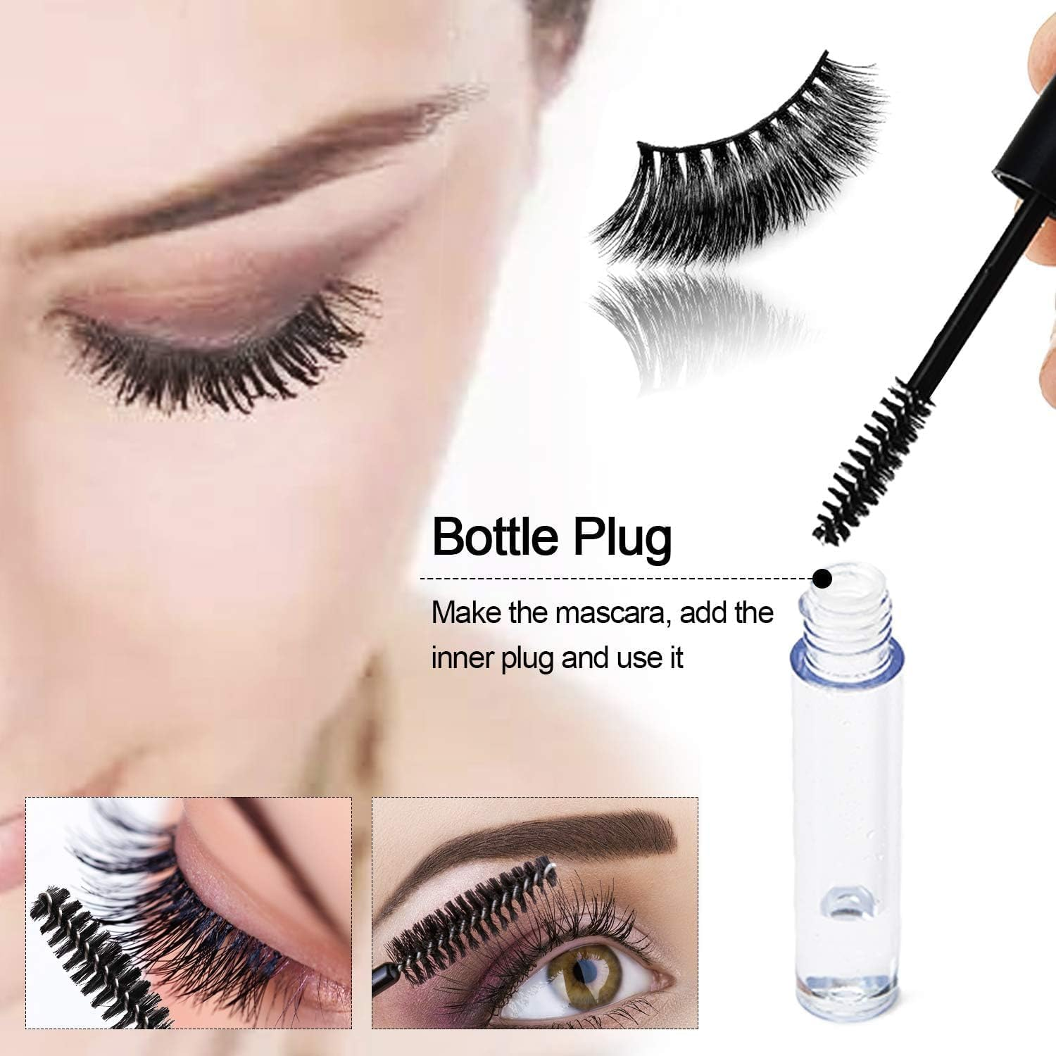 Shuoteng Mascara Tubes with Eyelash Wands, Funnel, Droppers and Inner Stoppers, 5Pcs Eyelash Cream Container Bottle Set, Empty Mascara Tubes with Eyelash Wand image number 3