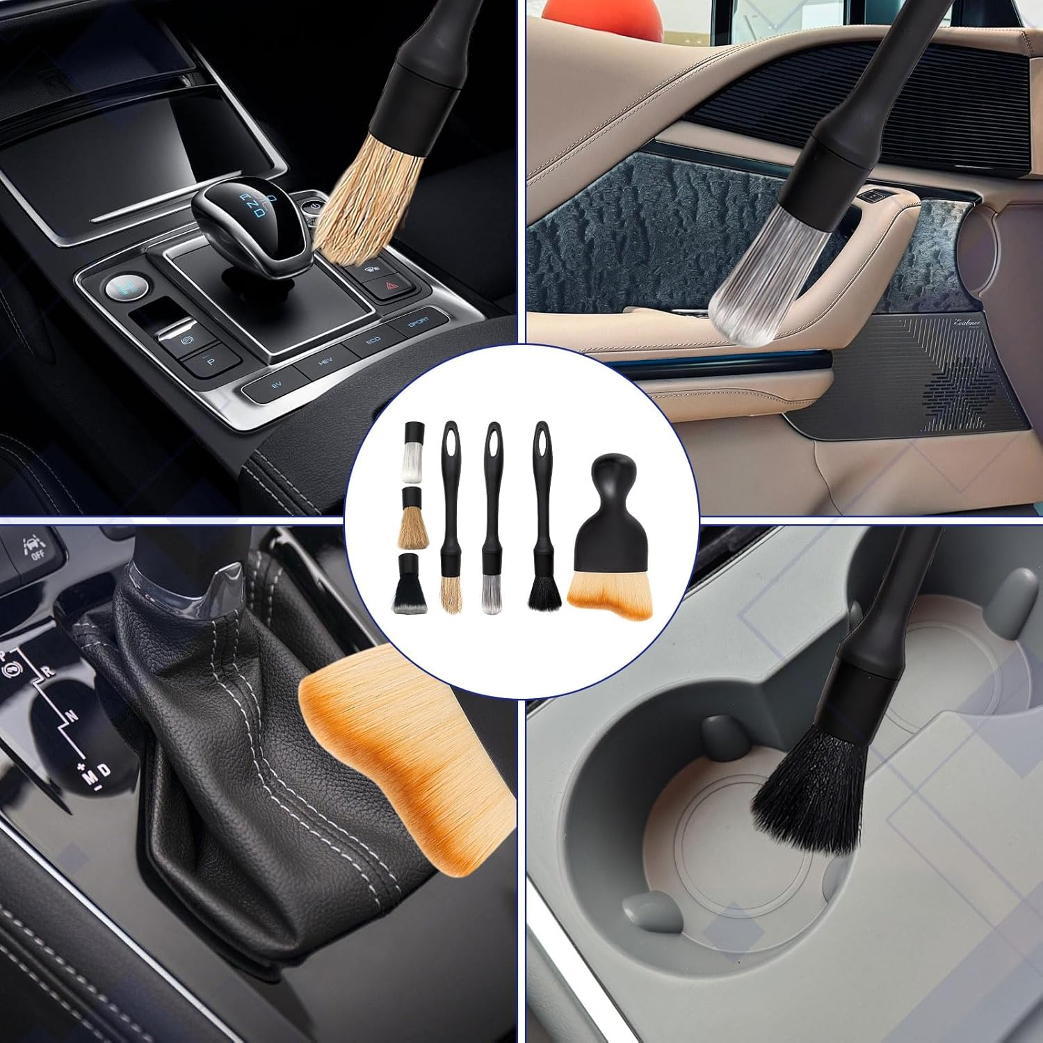 7 Pcs Car Detailing Kit, Car Cleaning Brush, Soft Bristles Car Interior Cleaner Brush, Premium Car Cleaning Kit, Cleaning Tools for Automotive Dashboard, Air Conditioner Vents, Rim Engine