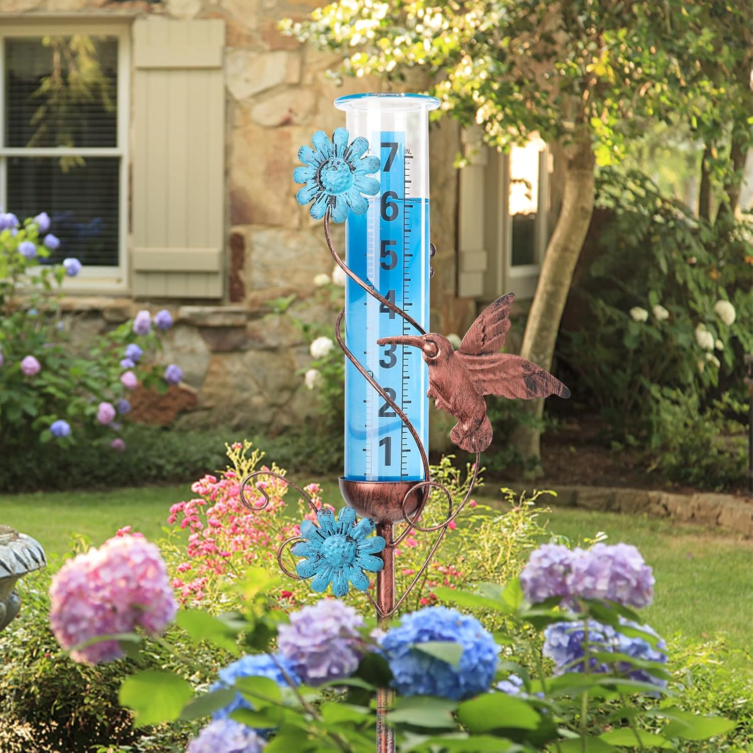 Hummingbird Rain Gauge - Detachable Rain Gauge with Metal Stake 36 Inch Height Decorative Rain Gauge, Plastic Tubes for Garden Yard Outdoors Fence Decoration image number 4