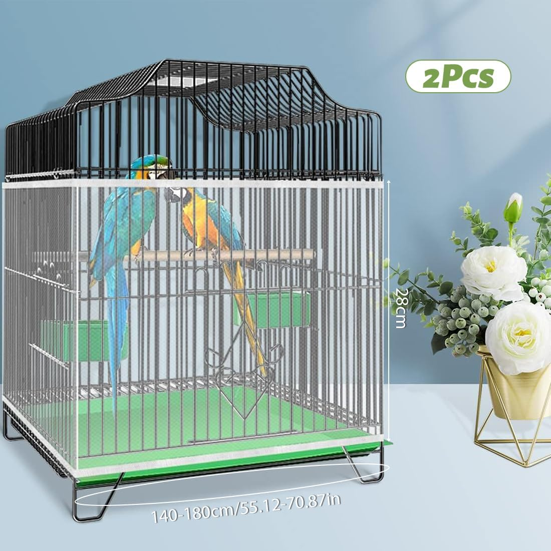 XYTAHDM Bird Cage Cover, Bird Cage Seed Catcher, Universal Bird Cage Seed Catcher, Protective Net for Bird Cage, Cover Rock Guard for round Square Cages image number 4