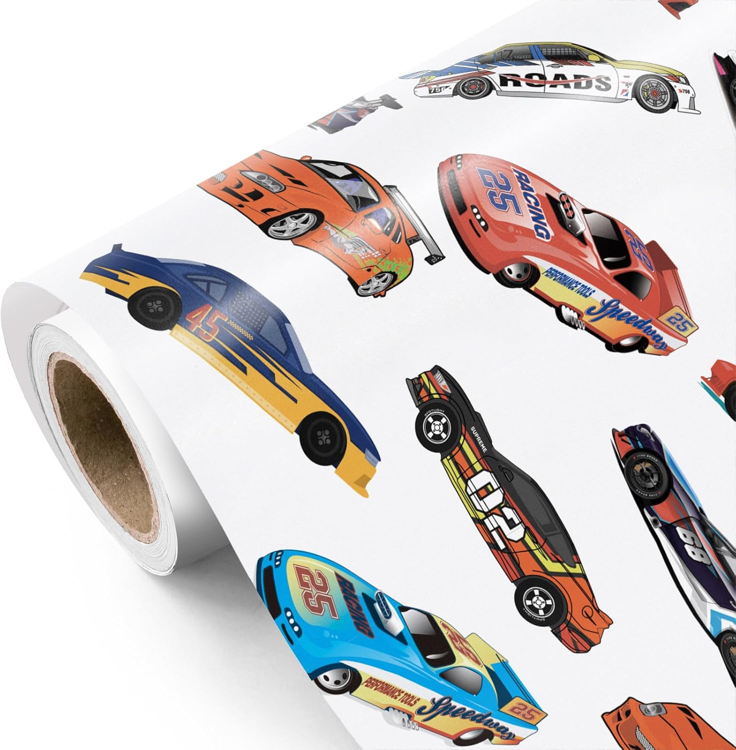 WRAPAHOLIC Checkered Flag Wrapping Paper Roll - 17 Inch X 16.5 Feet - Race Car Wrapping Paper for Kids Birthday, Girls Boys Birthday, Baby Shower