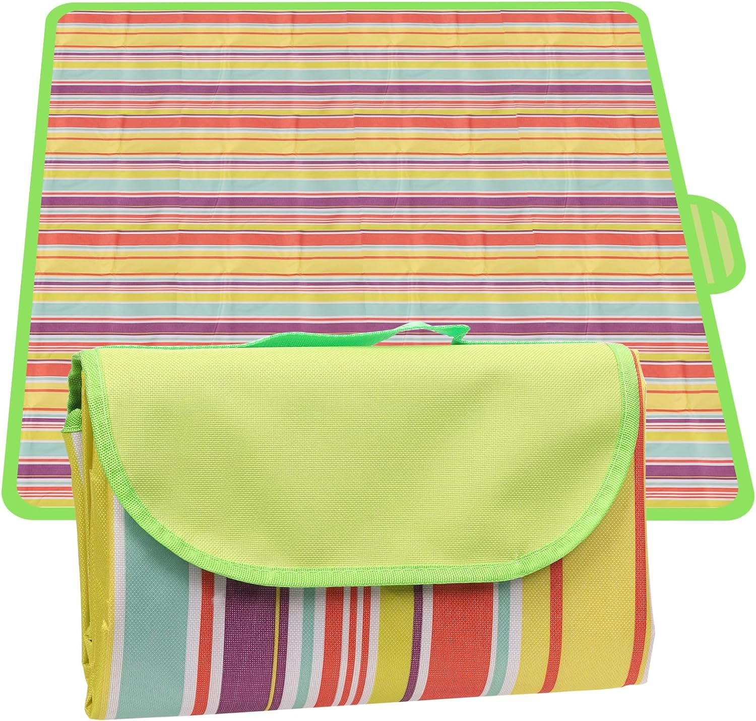 Rustark 79" X 79" Picnic Blanket Outdoor Picnic Mat Beach Blanket Extra Large Foldable Waterproof Portable Gingham Picnic Blanket Picnic Rug for Hiking, Beach, Camping, Park, BBQ and Music Festivals