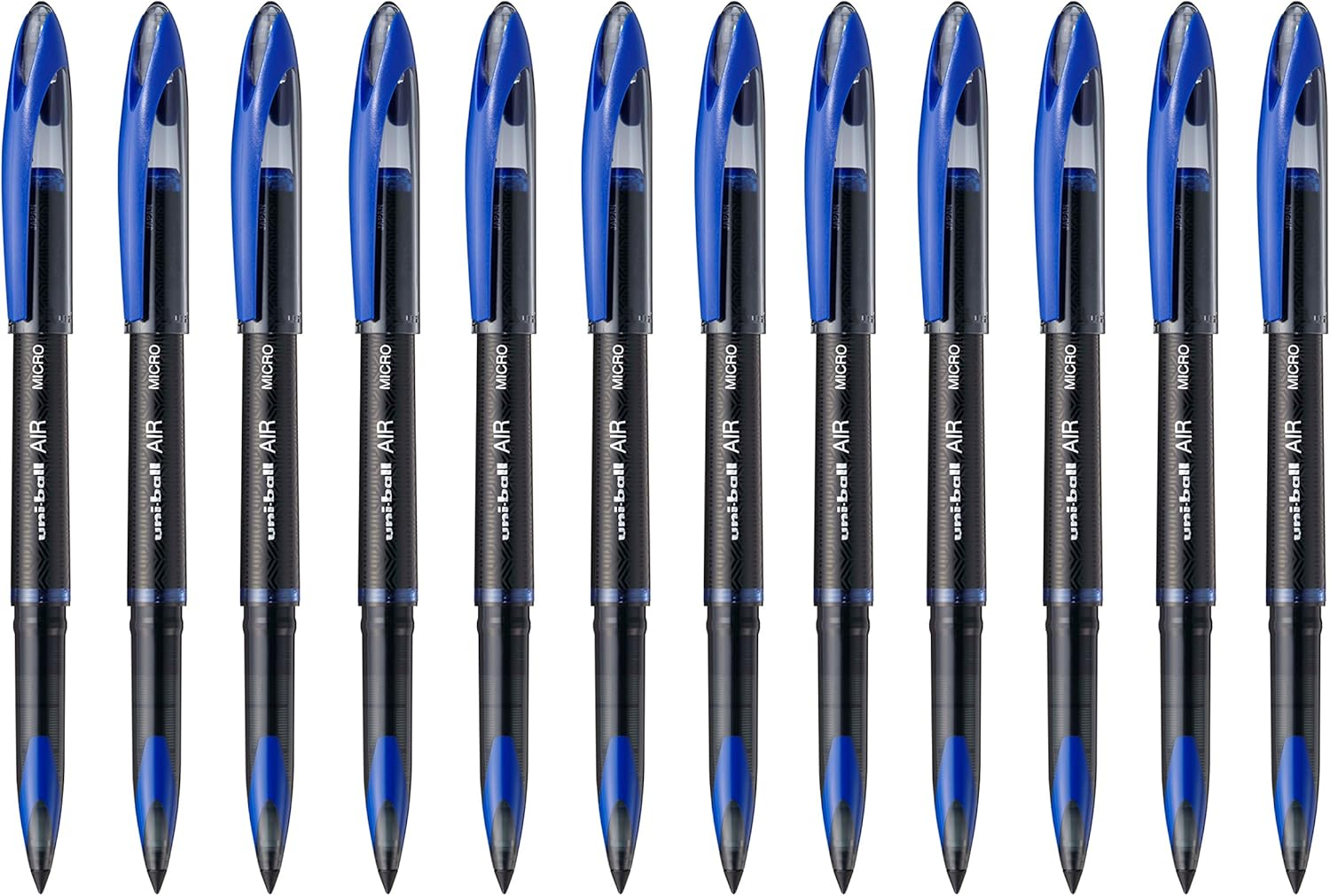 Uni-Ball UB-188-M Micro Air Rollerball Pens. Premium 0.5Mm Nib for Super Smooth Handwriting. Writes like a Fountain Pen. Fade and Water Resistant Liquid Uni Super Ink. Box of 12 Blue Ballpoint Pens image number 5
