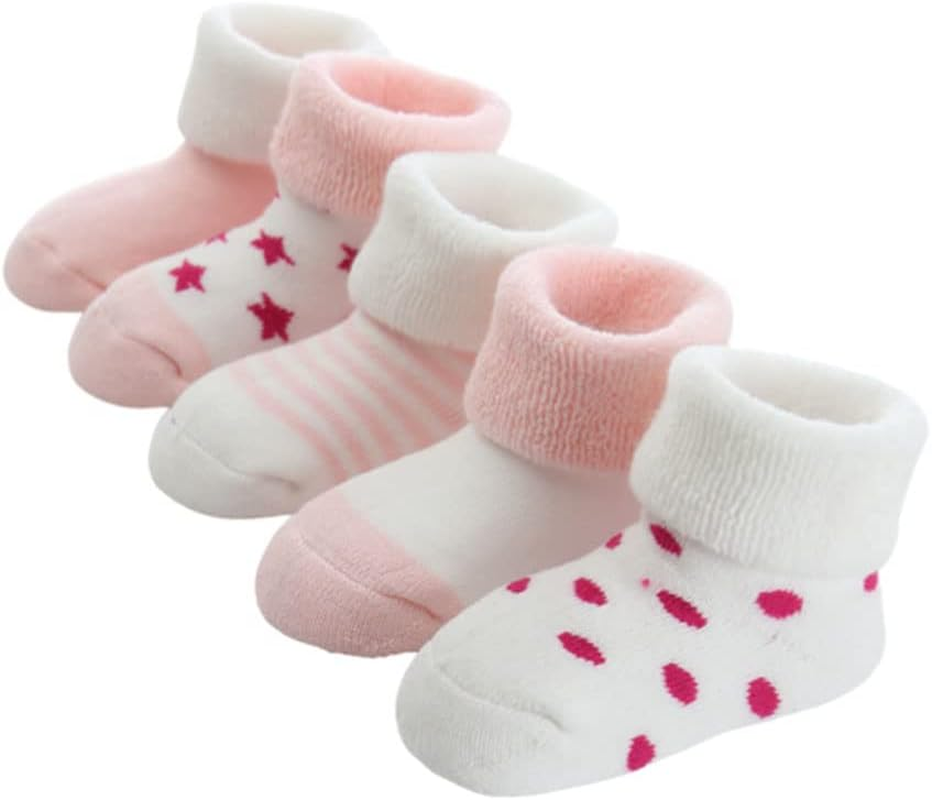 Fedmois Pack of 5 Baby Winter Socks Thick Thermal Socks Cotton Lined image number 2