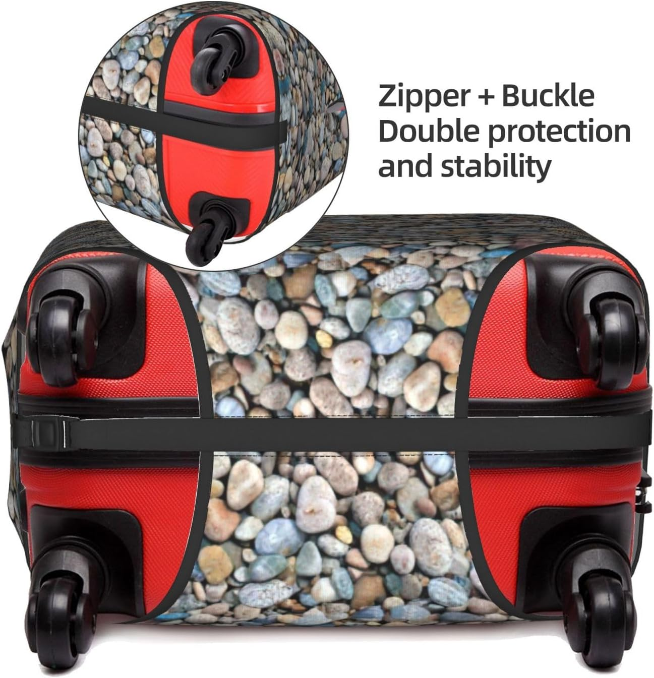 Odddot Pebble Stone Pattern Print Travel Luggage Cover,Suitcase Protector Cover, Washable Baggage Covers,For 18-32 Inch Luggage, Pebble Stone Pattern, Small image number 2