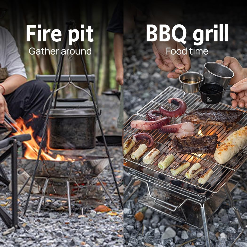 Portable Charcoal Grill Charcoal Grill with Wheels and Storage Holder for Camping, Picnic, Barbecue Red (2 in 1 BBQ Grill)