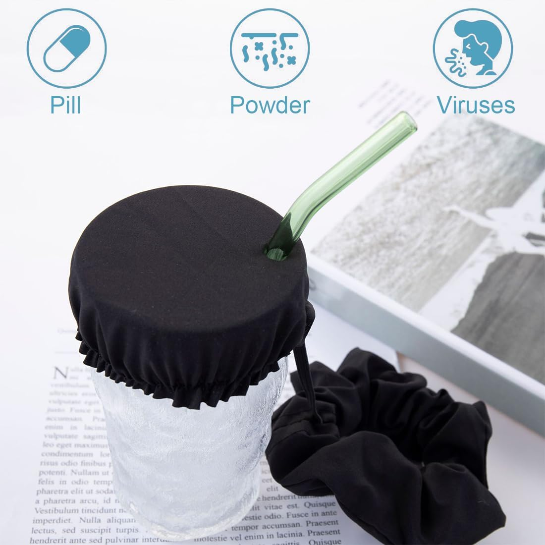 JEYORZY 4Pz Headband Drink Cover, Drinking Covers for Alcohol Protection, Reusable Cup Cover with Straw Hole, Drink Spiking Prevention, Anti-Drug Glass Protection, Drink Protection for Women image number 2