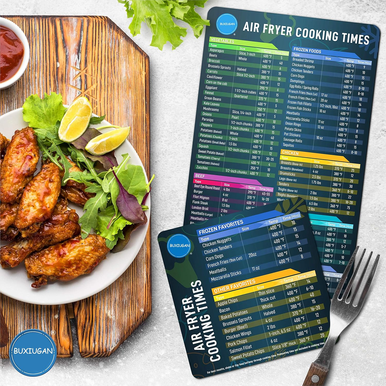 Air Fryer Magnetic Cheat Sheet Set, Air Fryer Accessories Cooking Guide Sheet, Airfryer Accessory Air Fryer Cookbook Magnet Sheet Quick Reference Guide for Cooking and Frying (Black) image number 5