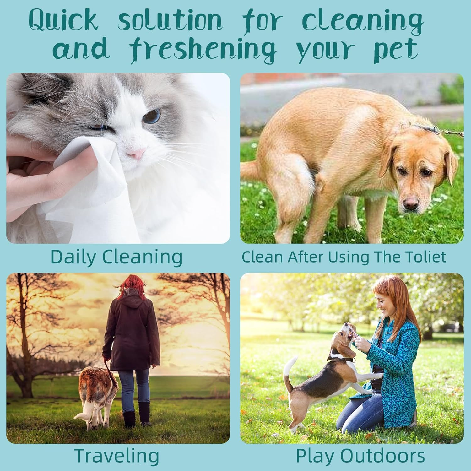 Pet Hypoallergenic Wipes,Extra Thick Dog Wipes for Cleaning Pet'S Paws,Ears,Butt,Face and Eyes,Portable Organic Paw Wipes for Dogs,Ideal for Home or Trave (320 Count (Pack of 4)) (White) image number 6