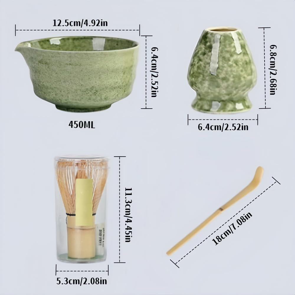 Ouliigii 4Pcs Matcha Whisk Set, Includes Matcha Bowl, Whisk Holder, Bamboo Whisk and Scoop (Matcha Green) image number 3