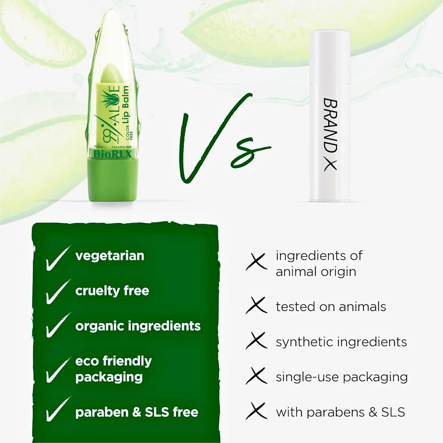 Biorlx 99% Purity Aloe Vera Color Free and Paraben Free Soothing Lip Balm (One Lip Balm) image number 5