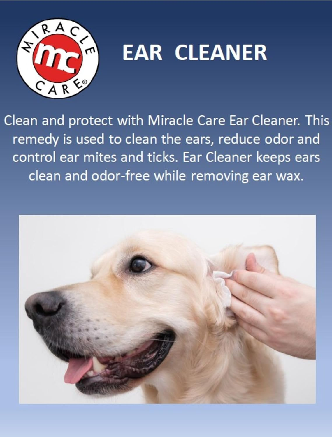 Miracle Care Ear Cleaner for Dogs and Cats, 8 Ounce, Reduces Ear Odor and Waxy Build Up, Gentle and Non Staining - 12 G (Pack Of 1) image number 3