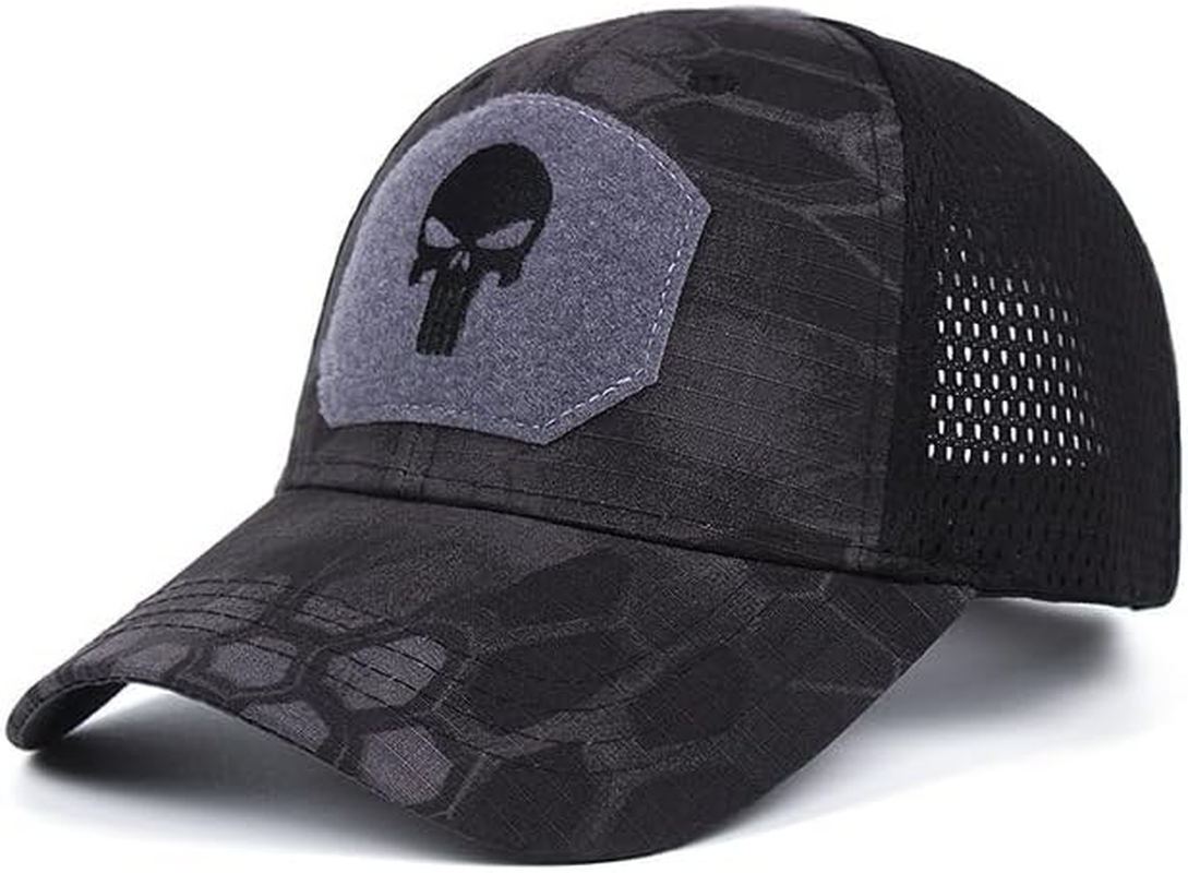 Skull Mesh Baseball Cap Men Tactical Operator Caps Fitted Outdoor Breath Hats