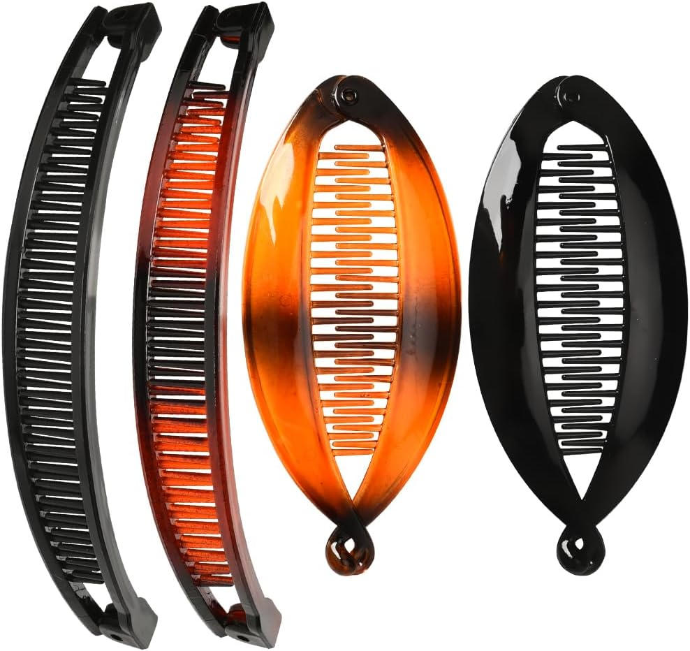 YALLNASL Banana Hair Clips for Thick Curly Hair Accessories Banana Clip Fishtail Hair Clips Combs for Girls Hair Clincher Comb Banana Clips Hair No Slip Fish Hair Barrettes 4 Pcs image number 4